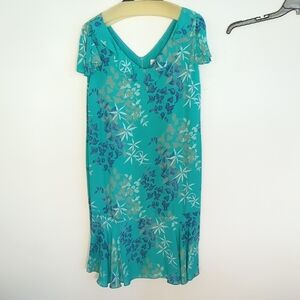 vintage Dincaster Floral Teal Dress Sz 12